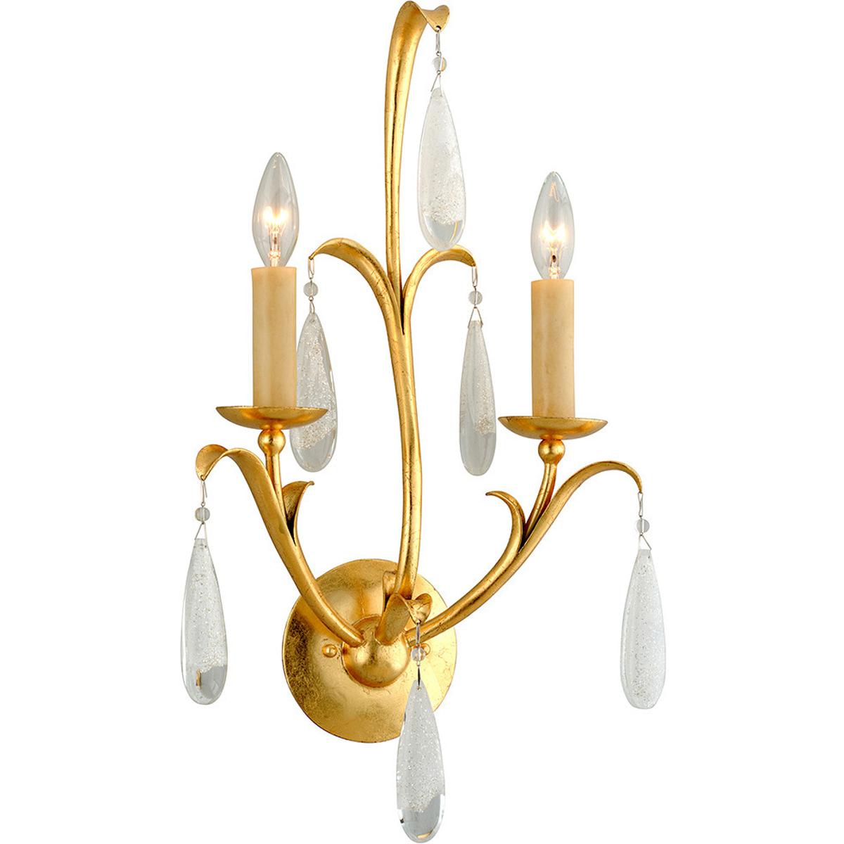 Corbett Lighting 29312GL Prosecco 2 Light 1275 inch Gold Leaf Wall Sconce Wall Light