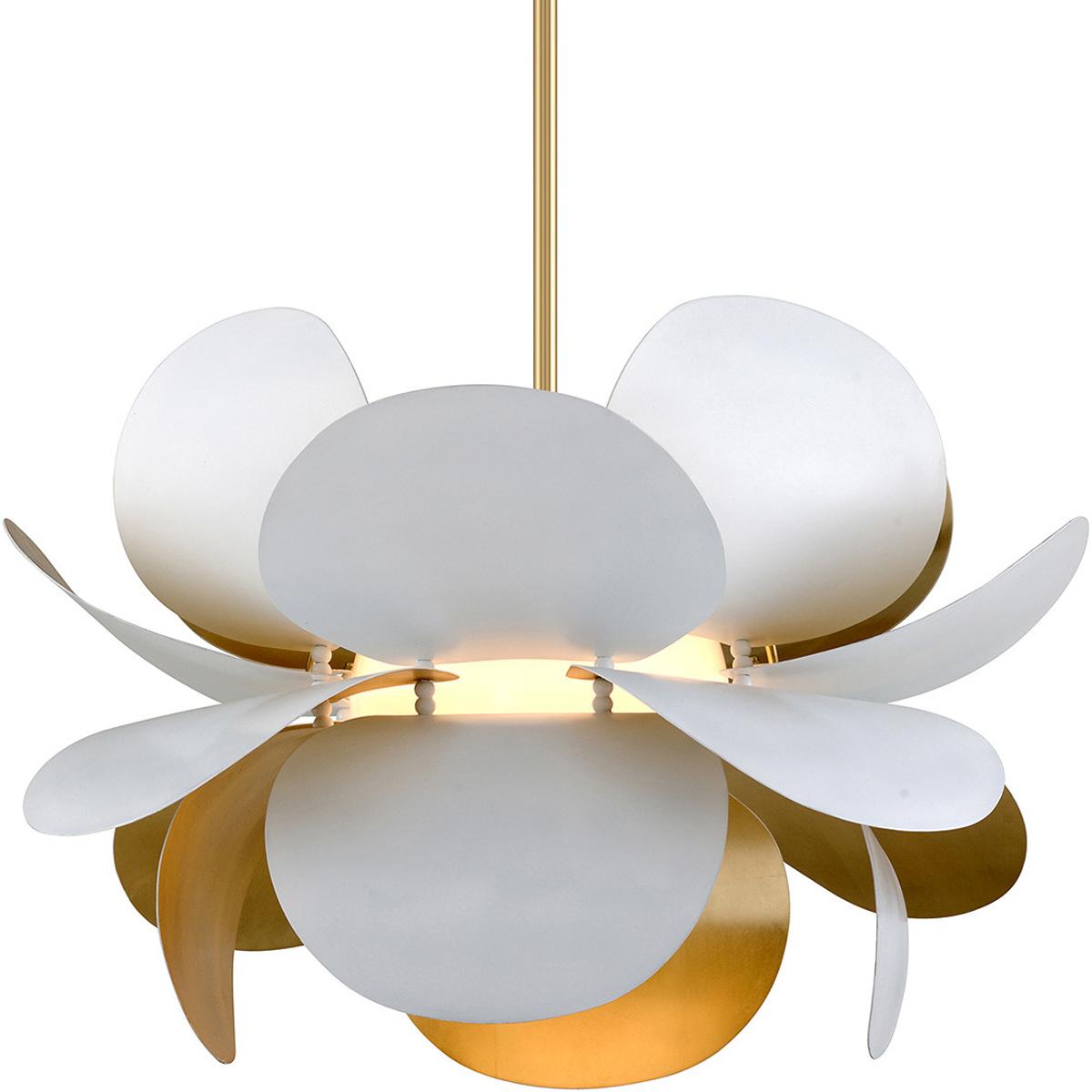 Corbett Lighting 314-43-GL/SWH Ginger 1 Light 34.5 inch White and Gold Leaf Pendant Ceiling Light