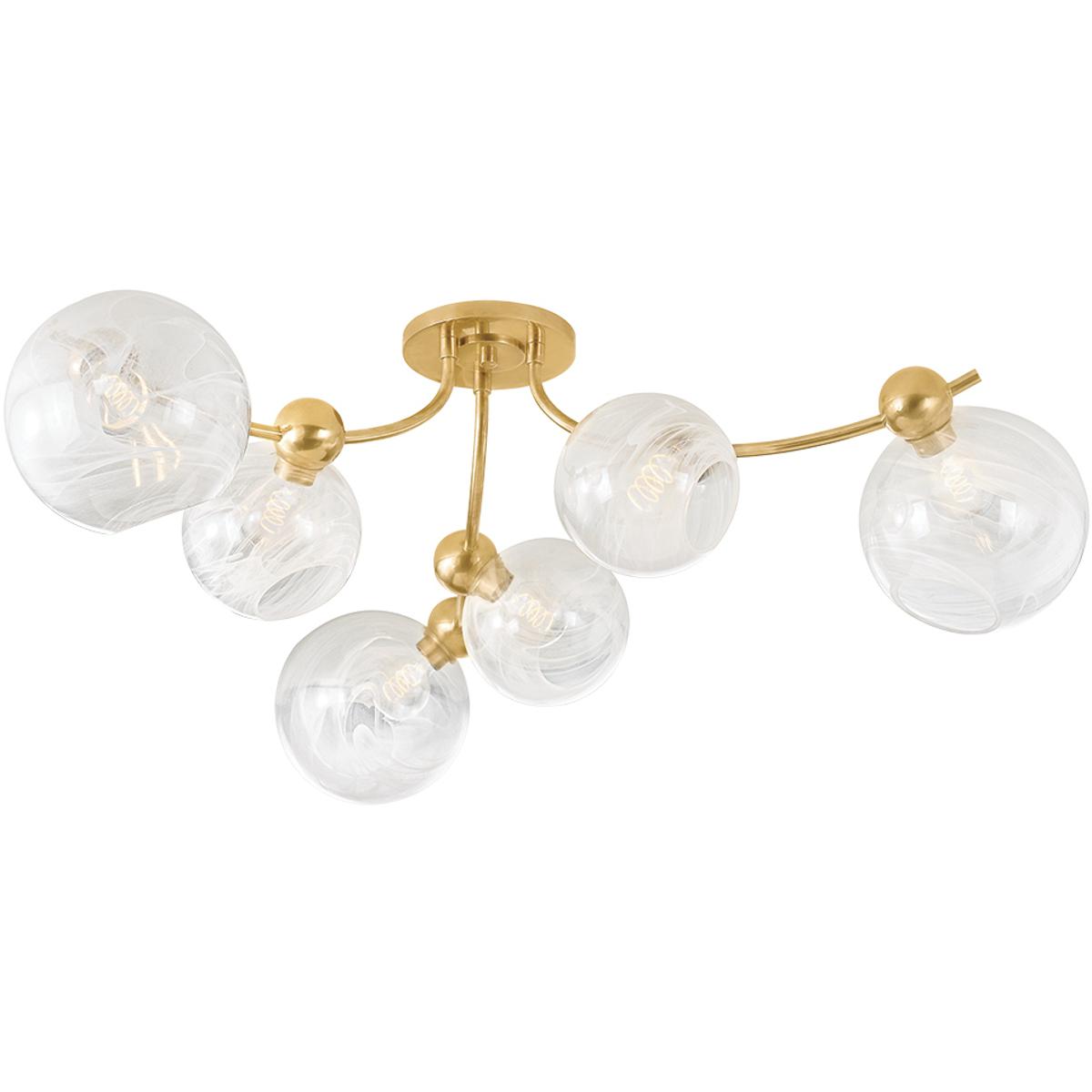 Corbett Lighting 450-54-VB Astraia 6 Light 54 inch Vintage Brass Semi Flush Ceiling Light