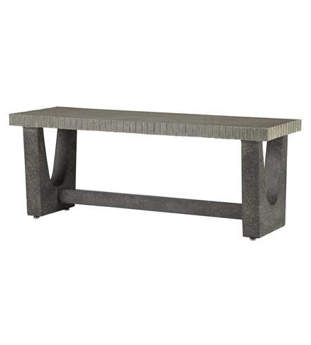 Currey & Company 2000-0015 Warner Pebbled and Gray Pebbled Polished Concrete Outdoor Bench photo