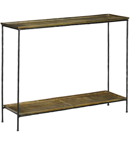 Black Iron Antique Brass Console Table, Black And Brass Console Table