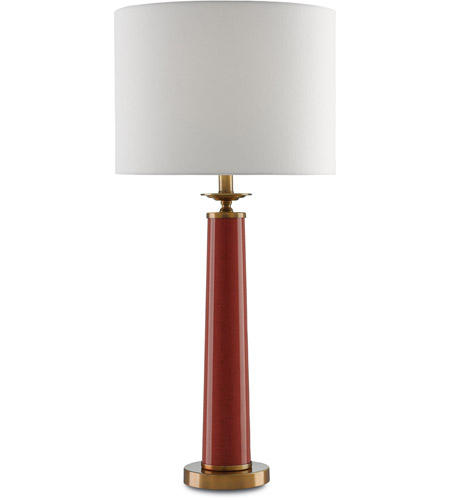 Currey & Company 6000-0033 Rhyme 33 inch 150 watt Speckled Rave Red/Antique Brushed Brass Table Lamp Portable Light photo
