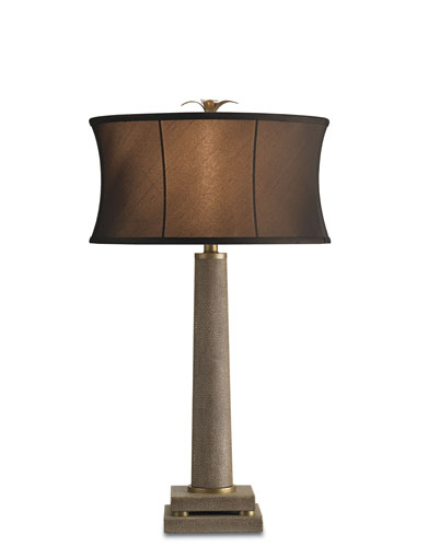 Langston 1 Light Table Lamps in Brown Shagreen/ Brass 6307