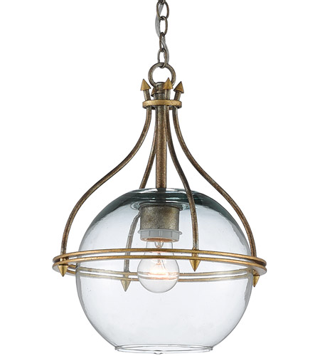 Currey Company 9000 0382 Foyle 1 Light 10 Inch Antique Silver Leaf Contemporary Gold Leaf Pendant Ceiling Light