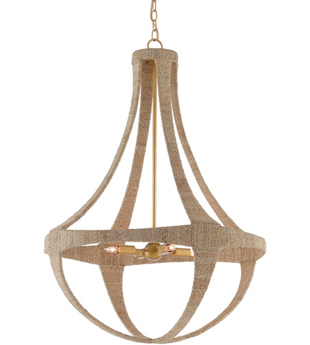 Currey & Company 9000-0385 Ibiza 4 Light 28 inch Natural/Dark Contemporary Gold Leaf Chandelier Ceiling Light photo