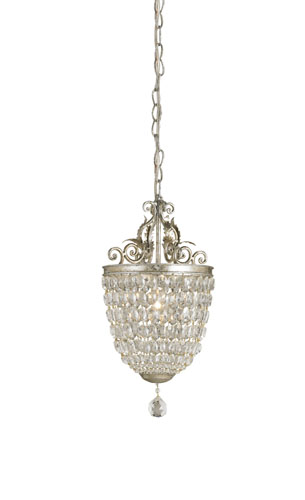 Bettina 1 Light Pendants in Silver Leaf 9004