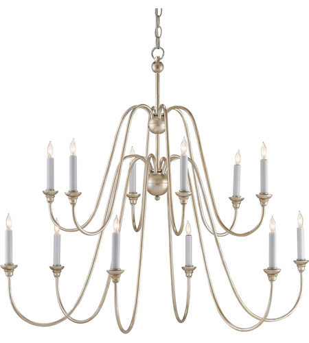 Currey Company 9289 Orion 12 Light 34 Inch Silver Leaf Chandelier Ceiling Light Large