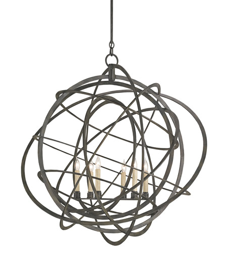 Currey Company 9488 Genesis 6 Light 35 Inch Black Iron Chandelier Ceiling Light