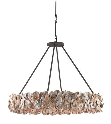 Currey Company 9672 Oyster Circle 8 Light 38 Inch Textured Bronze Natural Chandelier Ceiling Light