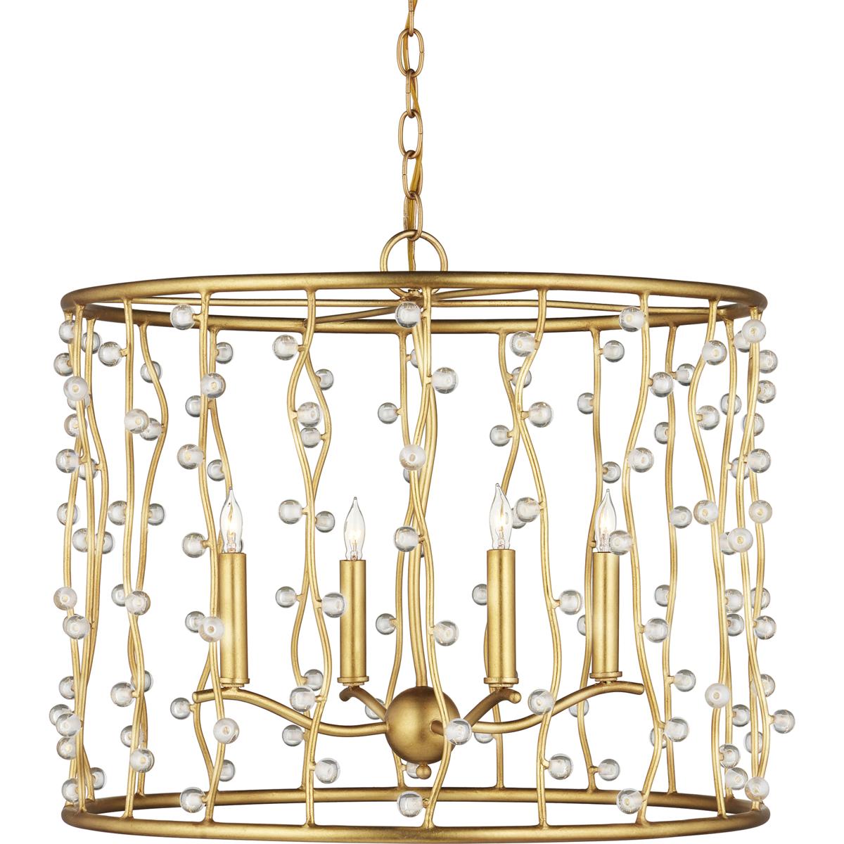Currey & Company 9000-1239 Adagio 4 Light 23.5 inch Contemporary Gold Leaf/Contemporary Gold/Clear Chandelier Ceiling Light