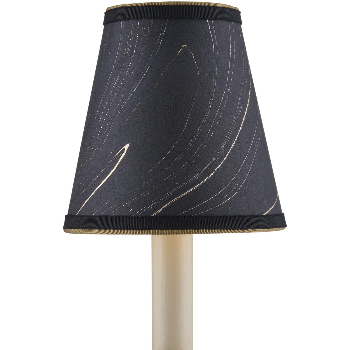 Currey & Company 0900-0019 Marble Paper Black and Gold and Silver 5 inch Tapered Chandelier Shade