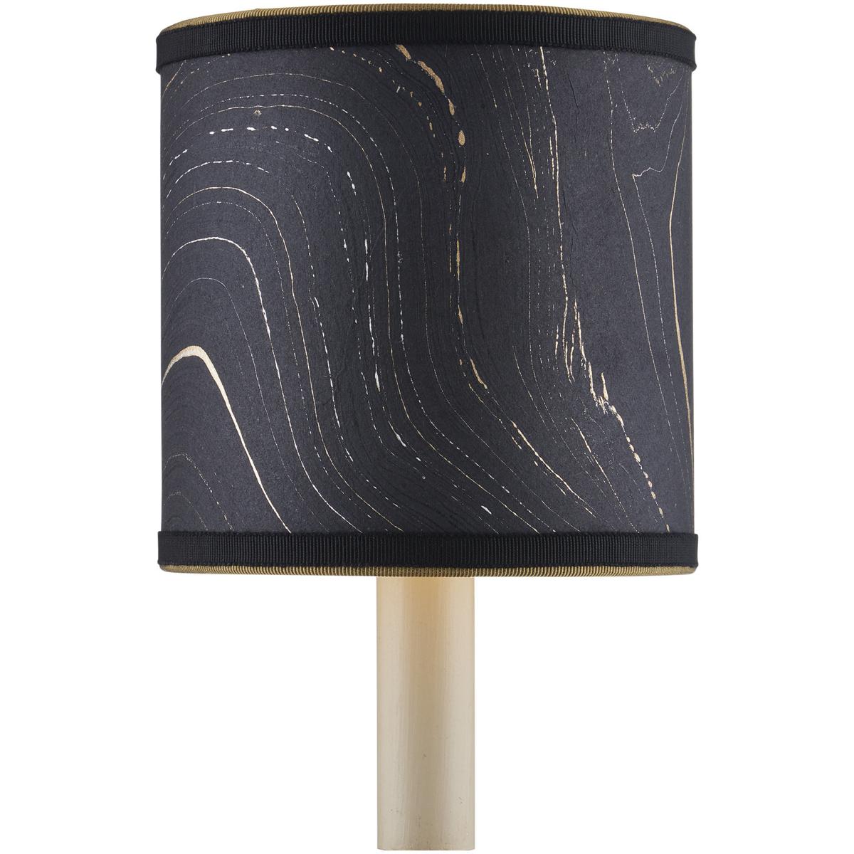 Currey & Company 0900-0020 Marble Paper Black and Gold and Silver 5 inch Drum Chandelier Shade