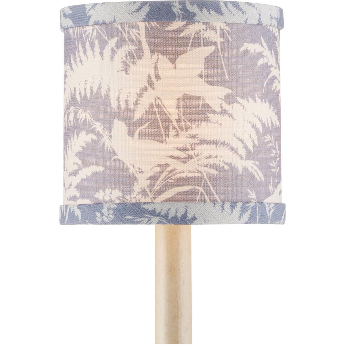 Currey & Company 0900-0056 Aviary Dusty Blue and Ivory 5 inch Drum Chandelier Shade