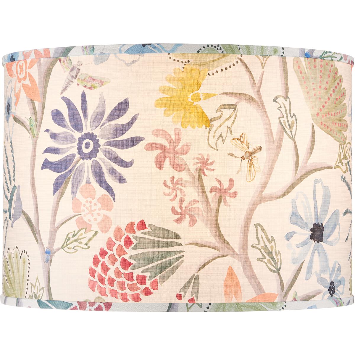 Currey & Company 0900-6010 Madeline Ivory and Blue and Green and Yellow and Magenta 20 inch Drum Lamp Shade