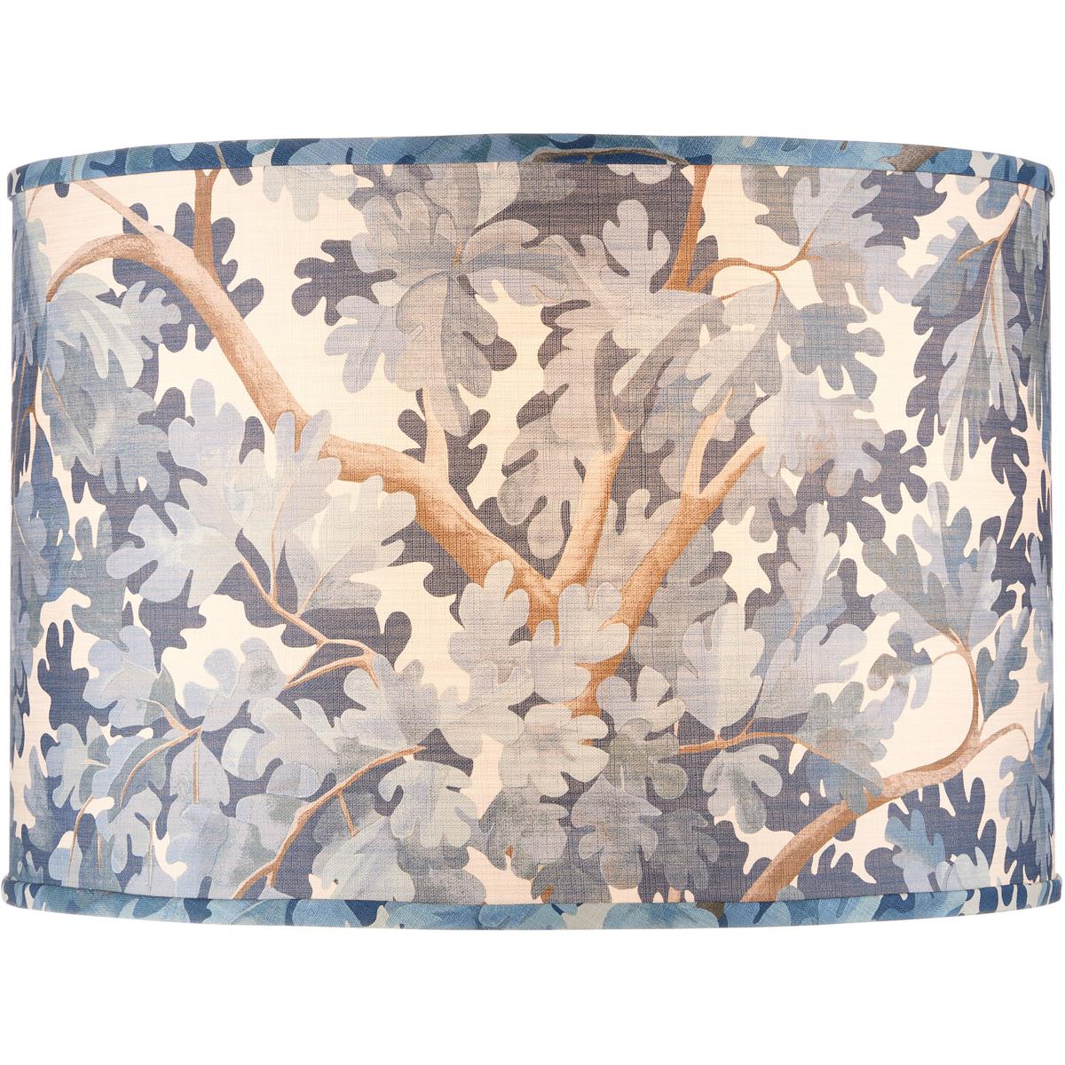 Currey & Company 0900-6011 Woodland Blue and Brown and Ivory 20 inch Drum Lamp Shade, Large