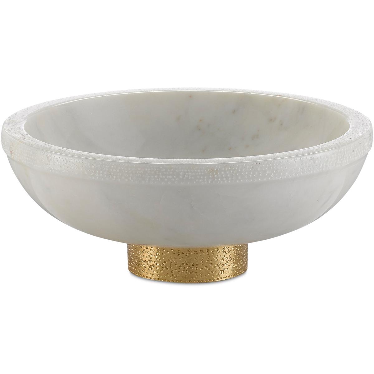 Holly Modern Classic White Marble Brass Decorative Bowl - Large