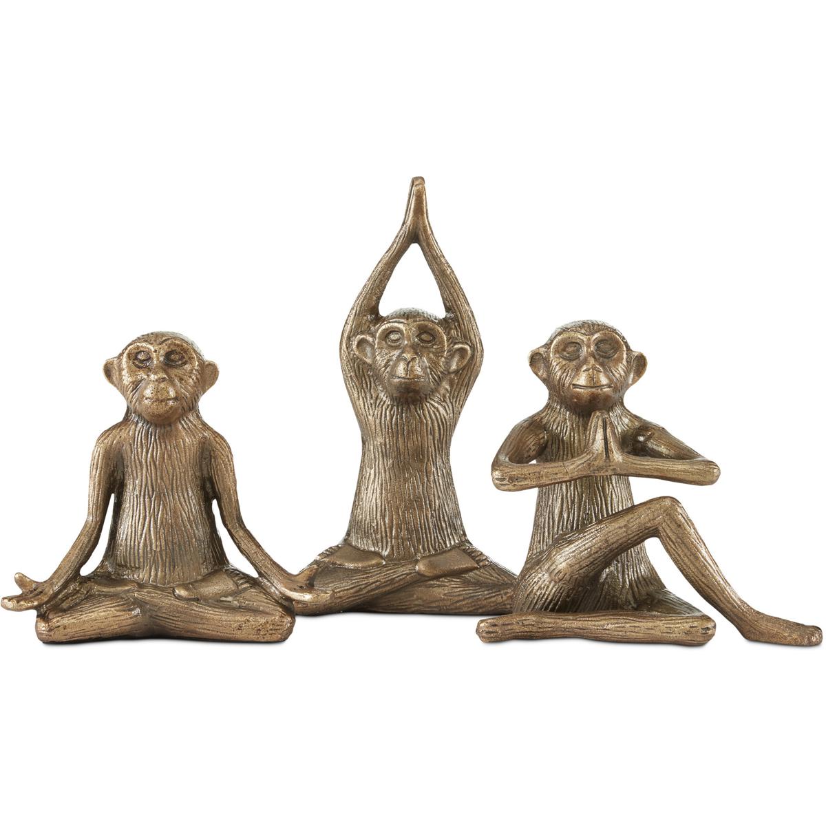 Currey & Company 1200-0518 Zen Monkey 8.5 X 7.75 inch Sculptures, Set of 3