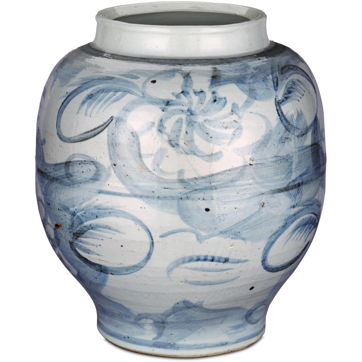 Currey & Company 1200-0843 Ming-Style Countryside 14.5 X 13 inch Preserve Pot, Large