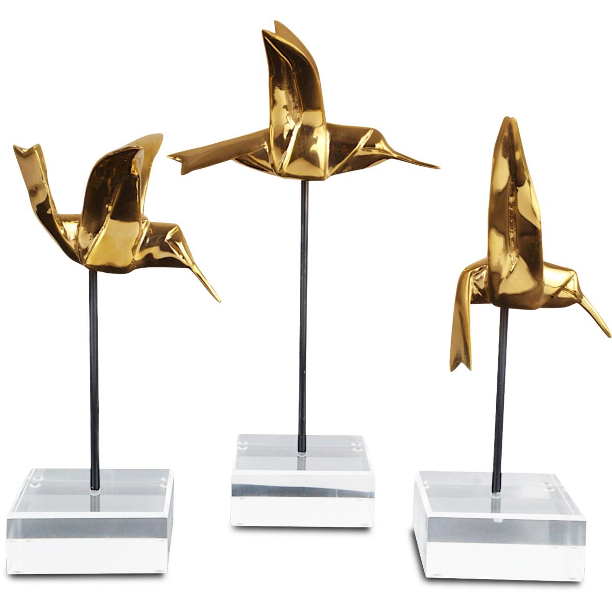 Currey & Company 1200-0903 Hummingbird 10 X 5.75 inch Sculptures, Set of 3