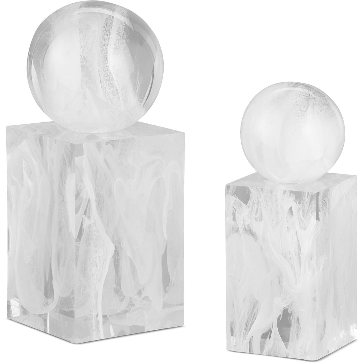 Currey & Company 1200-0908 Nova White Swirl Objects, Set of 2