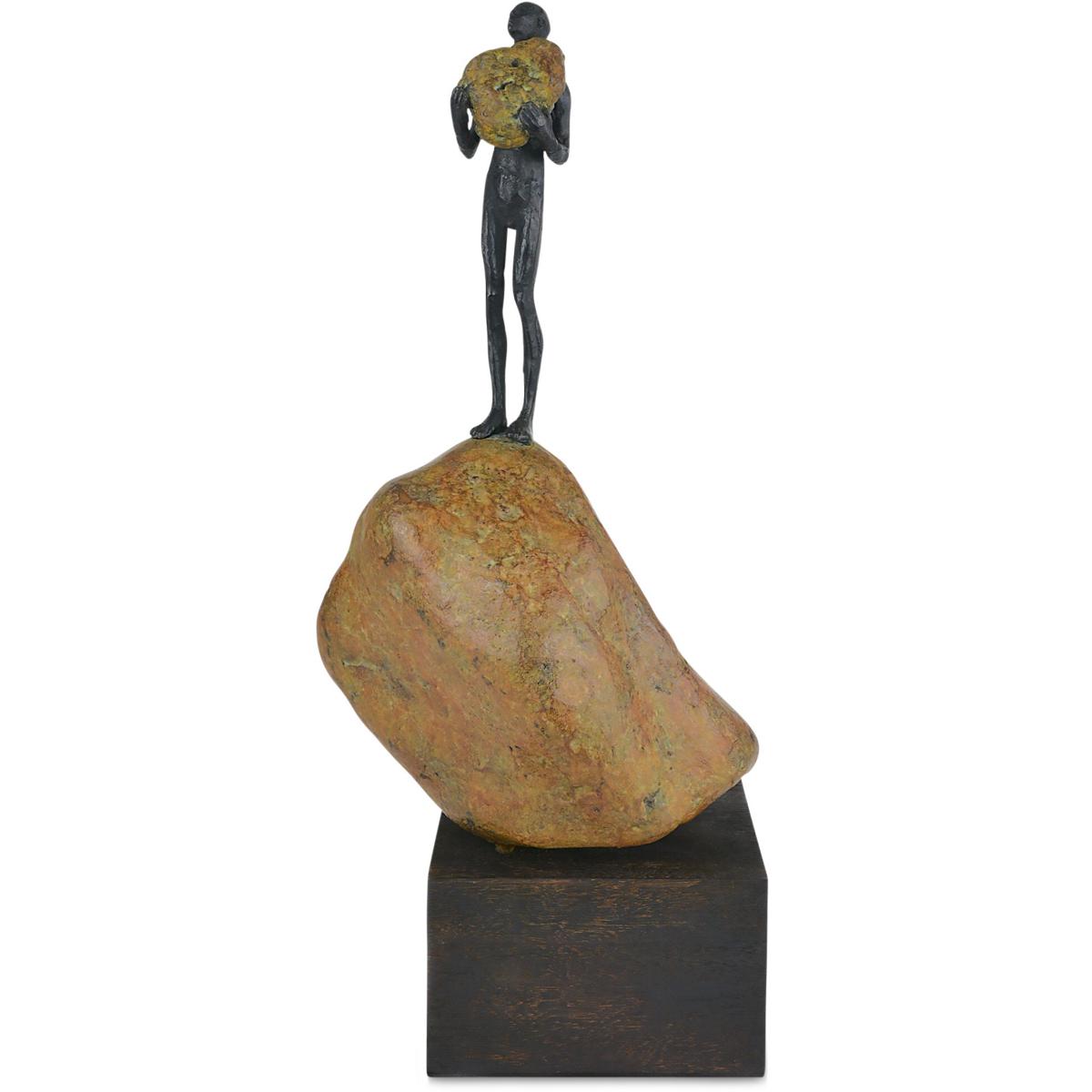 Currey & Company 1200-0910 Man on Rock 18.25 X 8.75 inch Sculpture, Medium