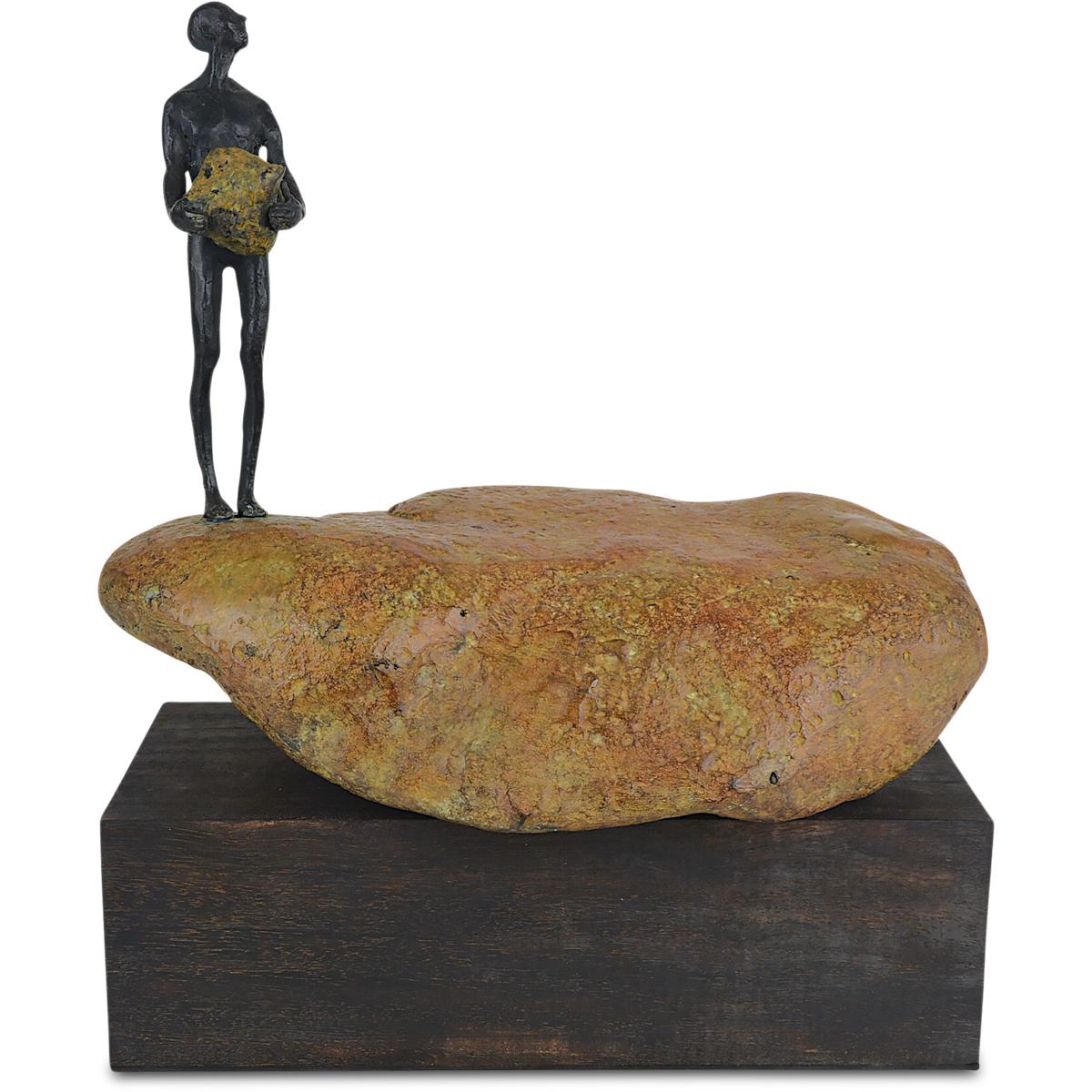 Currey & Company 1200-0911 Man on Rock 14.75 X 12.5 inch Sculpture, Small
