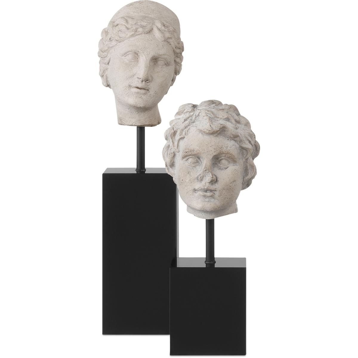 Currey & Company 1200-0932 Venus Head on Stand 9 X 3.5 inch Sculptures, Set of 2