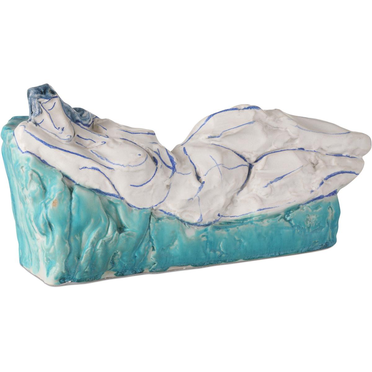 Currey & Company 1200-0996 Reclining Nude Blue and Off-White Object
