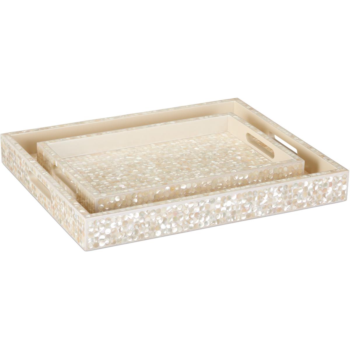 Currey & Company 1200-1020 Gerri Dot Natural Trays, Set of 2