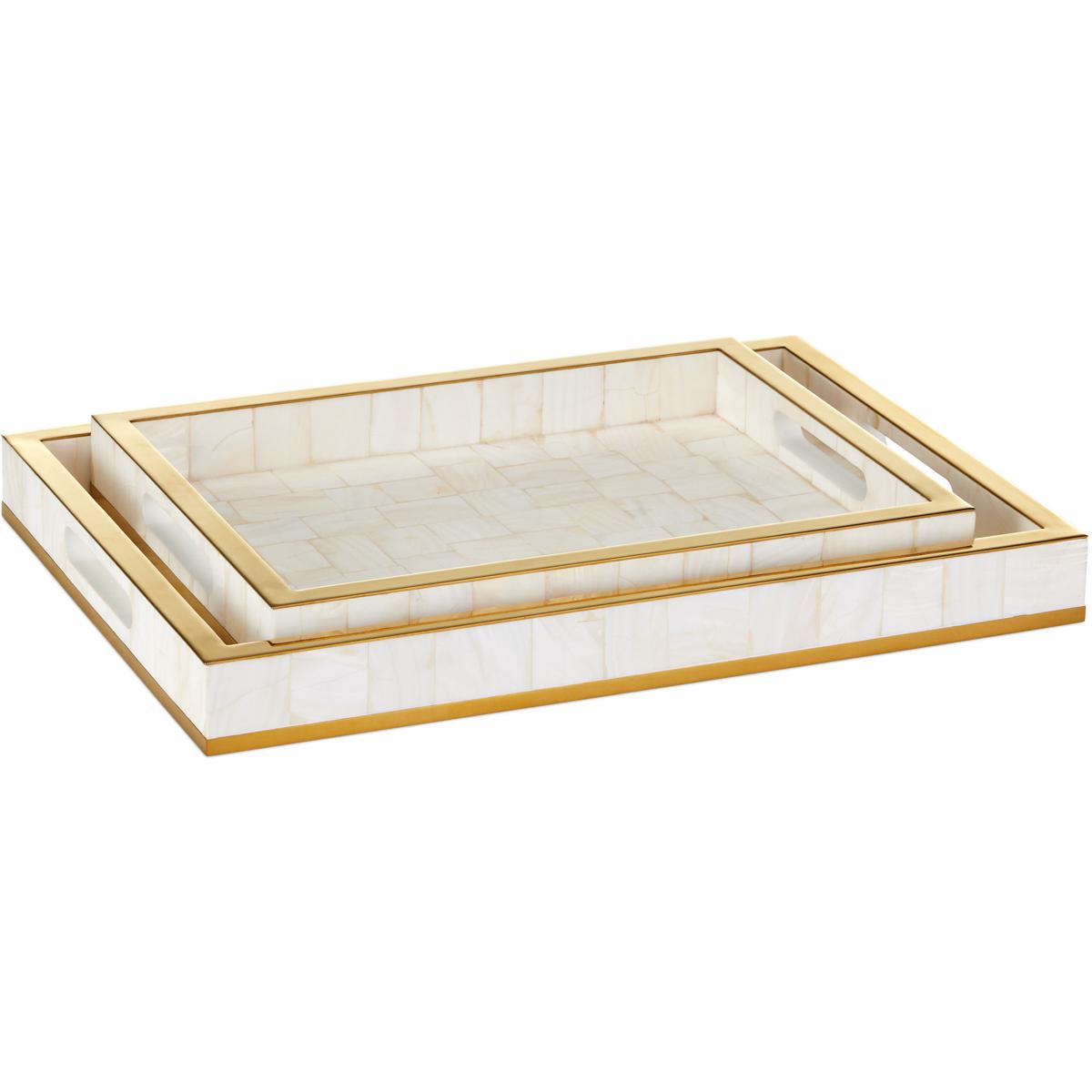 Currey & Company 1200-1021 Casey Natural and Brass Trays, Set of 2
