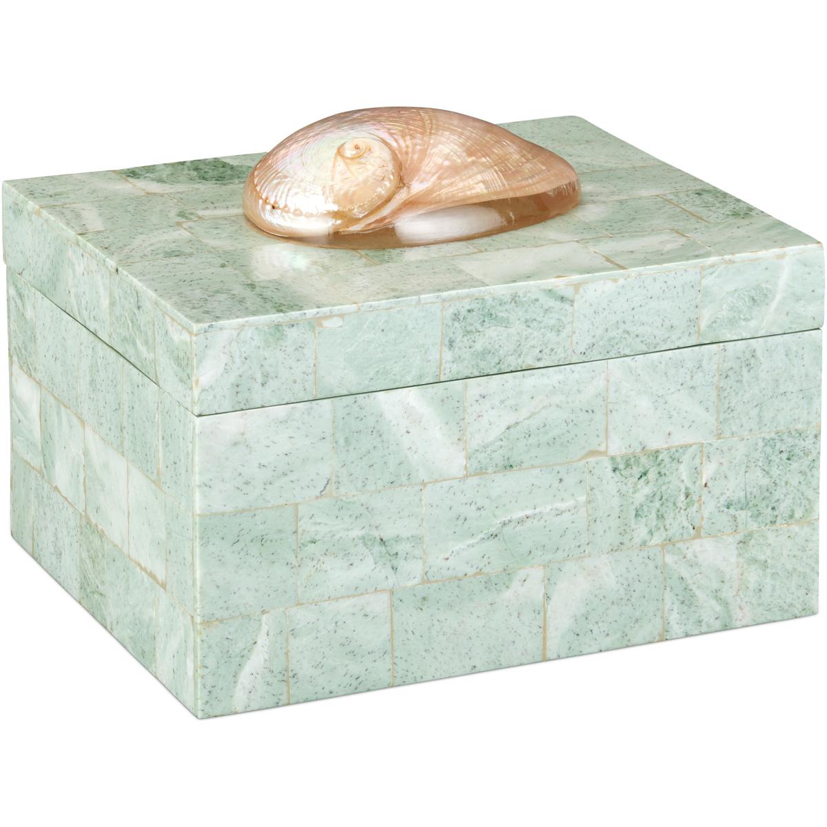 Wylie Coastal Beach Green Serpentine Stone Mosaic Decorative Box
