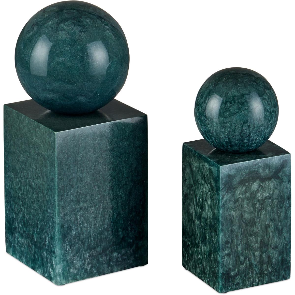 Currey & Company 1200-1026 Nova Teal Objects, Set of 2