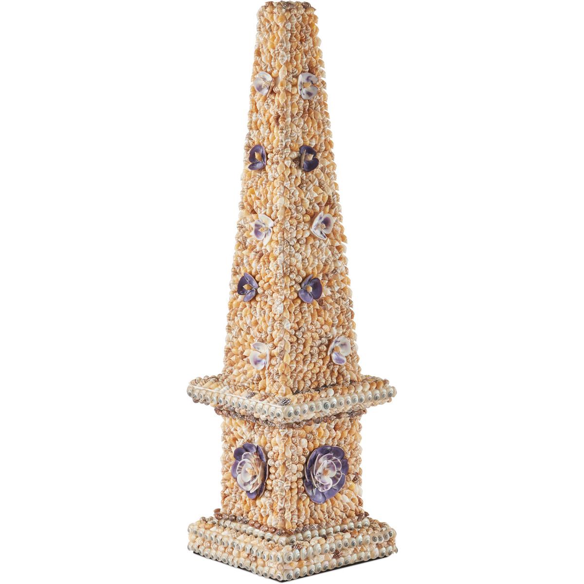 Currey & Company 1200-1042 Coquillage Natural Obelisk, Short