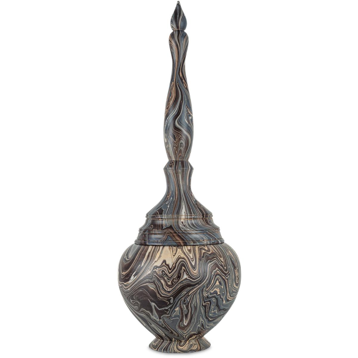 Currey & Company 1200-1050 Marbleized Marbleized Brown Turret Box, Tall