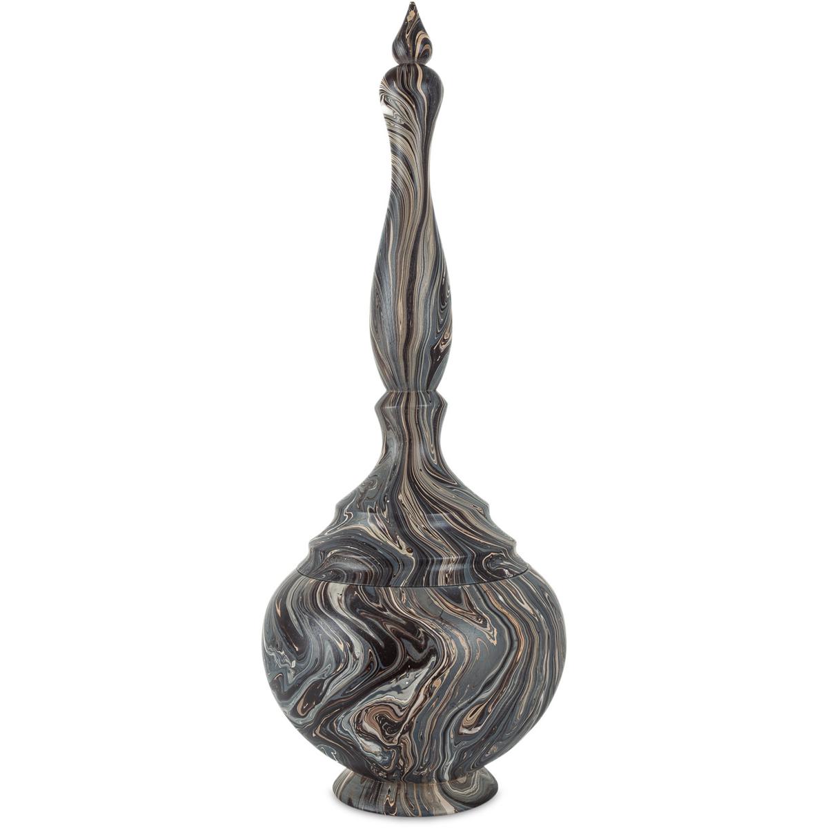Currey & Company 1200-1051 Marbleized Marbleized Brown Turret Box, Short