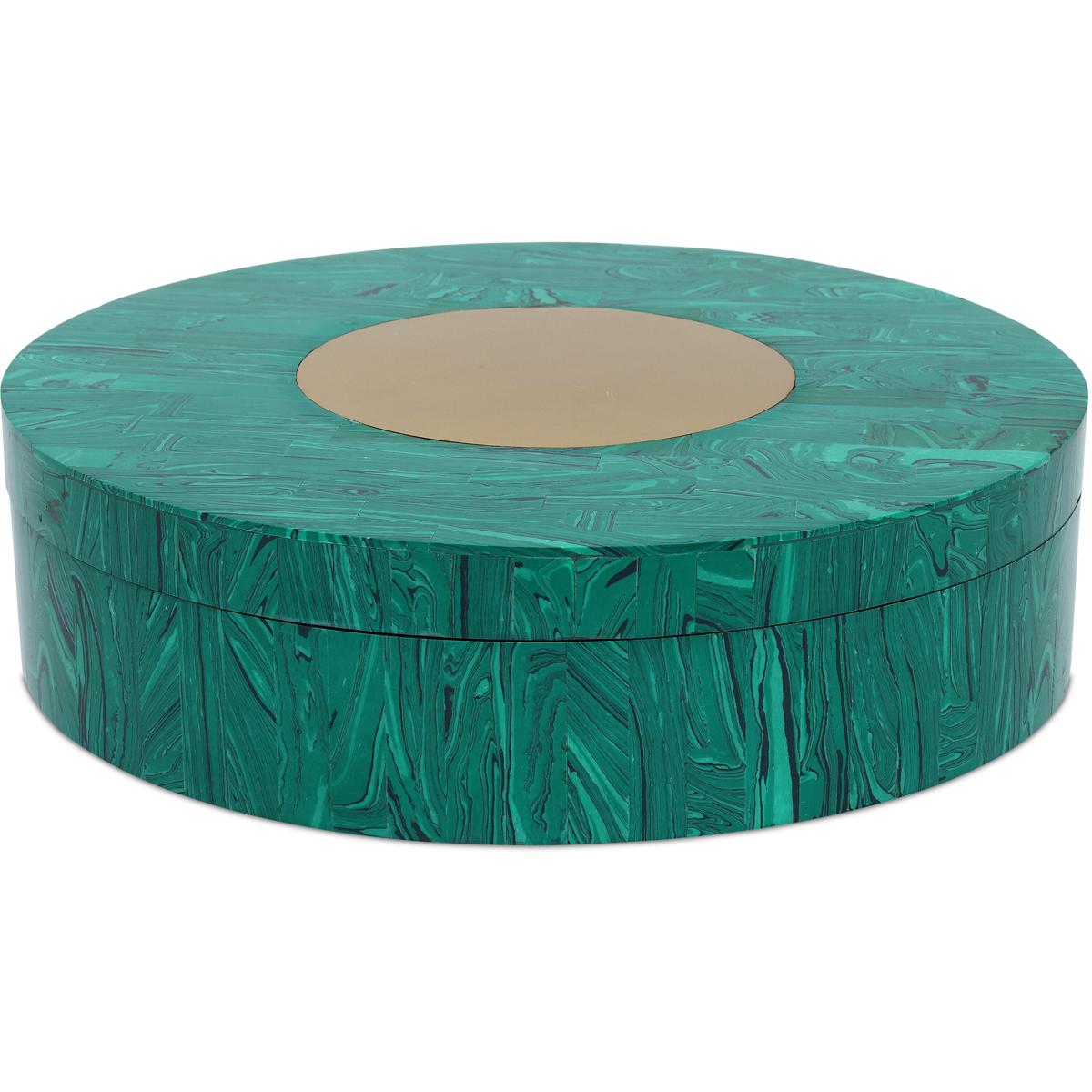 Currey & Company 1200-1061 Transformation 12 inch Marbled Green and Brushed Brass Box