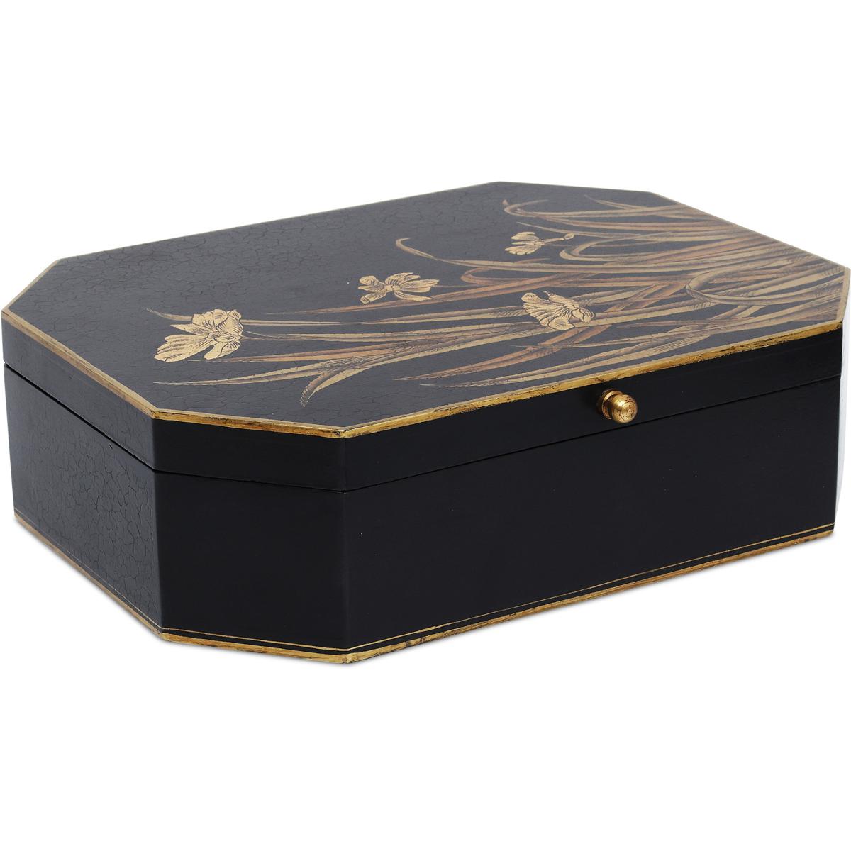 Currey & Company 1200-1065 Glasshouse 14.5 inch Black and Gold Box