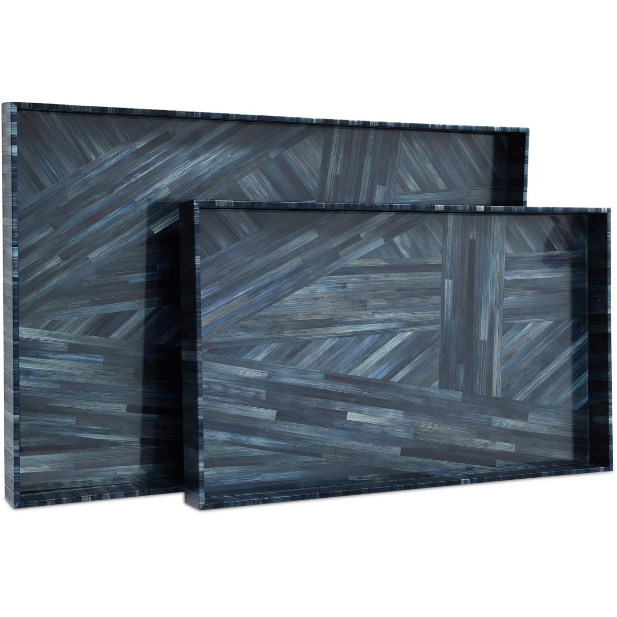 Currey & Company 1200-1068 Winter Harvest Blue Trays, Set of 2