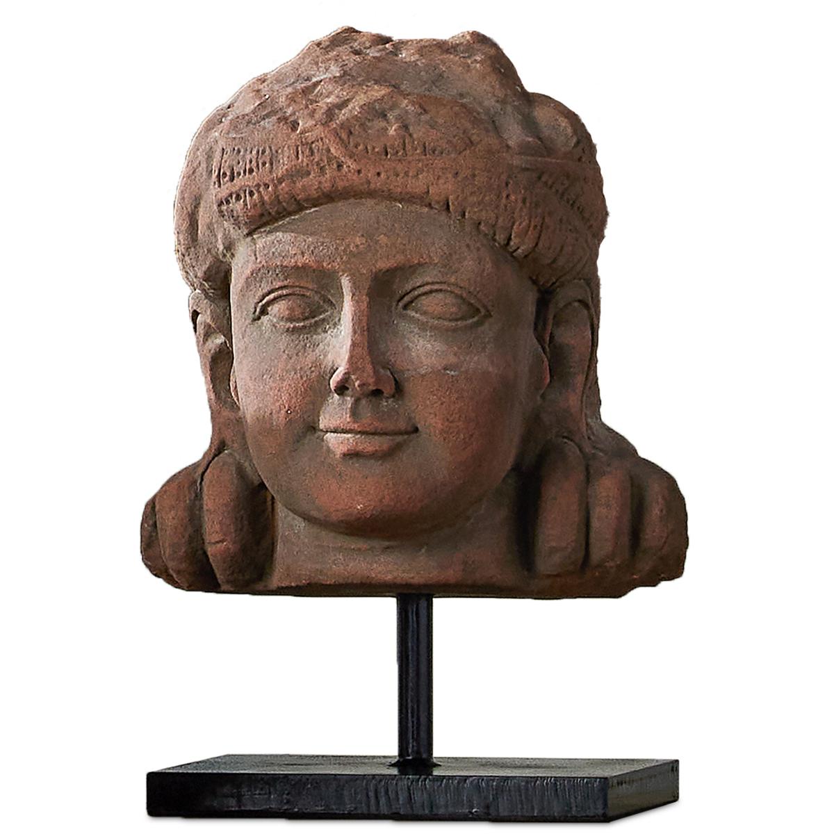 Currey & Company 1200-1080 Mathura Head on Stand Brick Red and Black Decorative Object