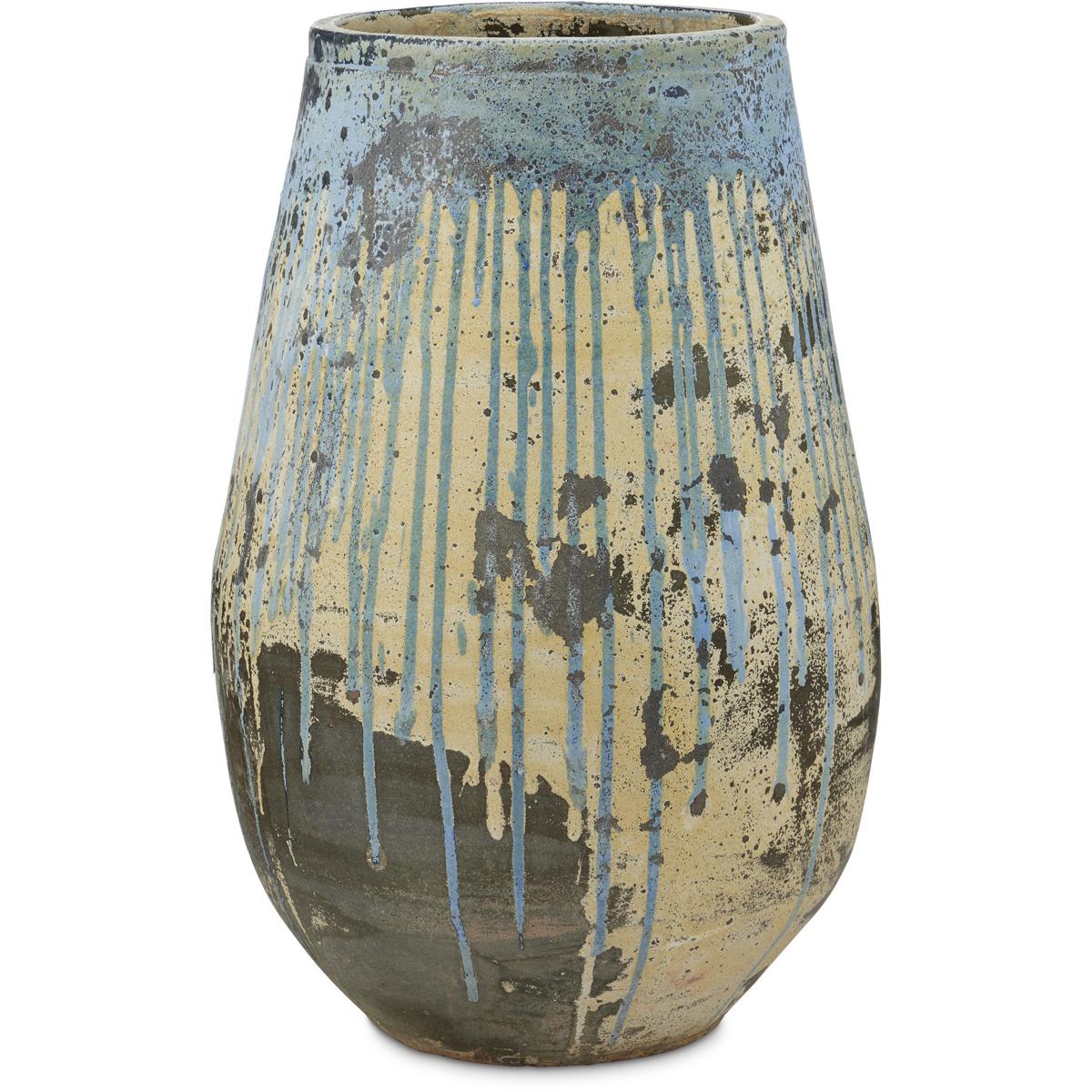 Currey & Company 2200-0014 Capaci Antique White and Blue Drip Planter