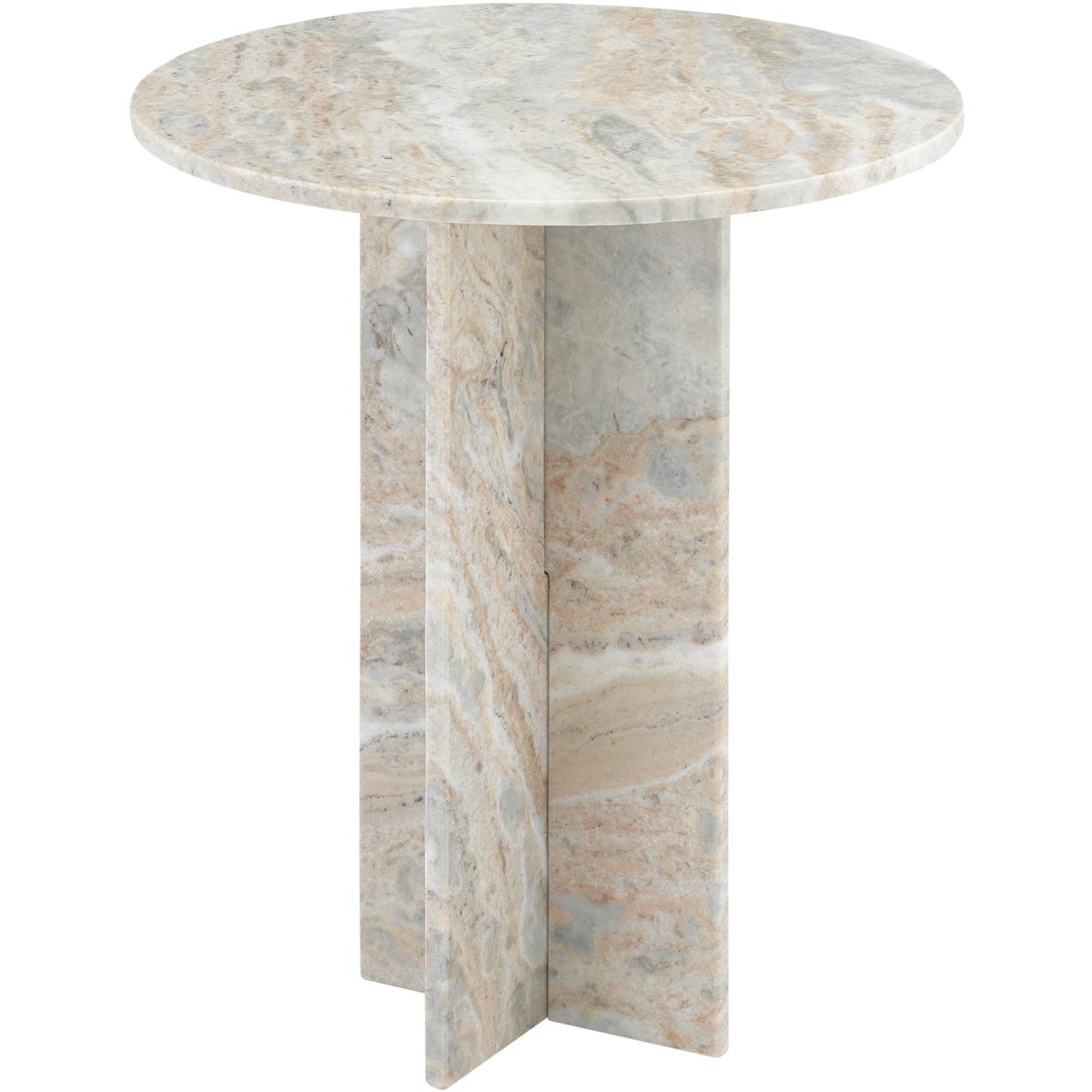 Avelina Modern Classic Natural Marble Round Pedestal Side Table