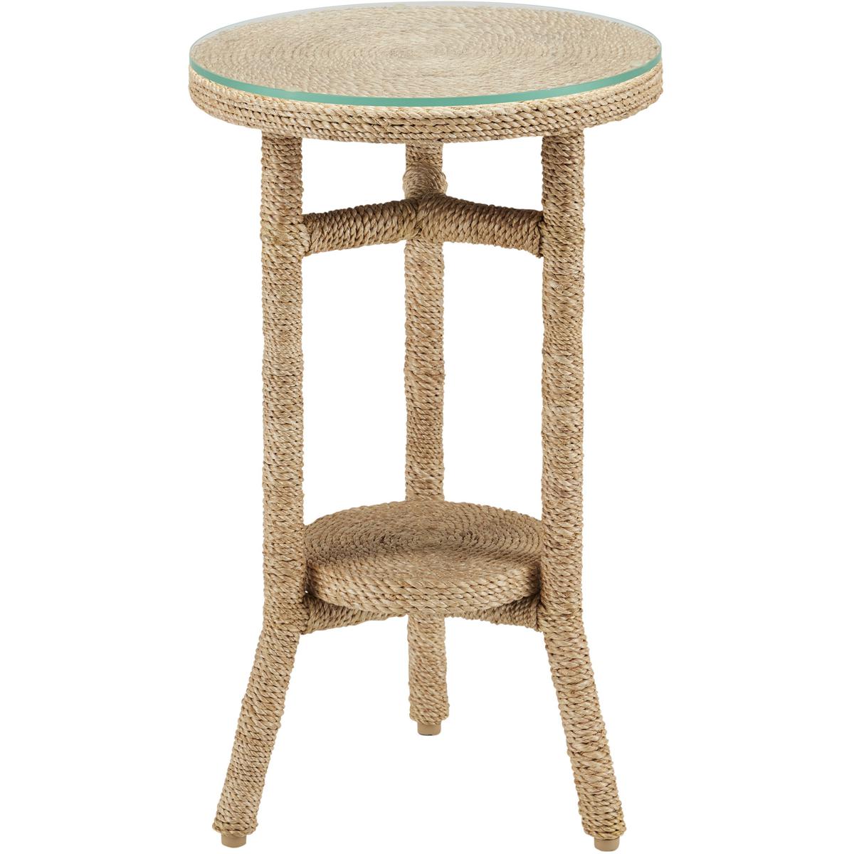 Currey & Company 3000-0214 Limay 12 inch Natural and Clear Drinks Table, Jamie Beckwith Collection