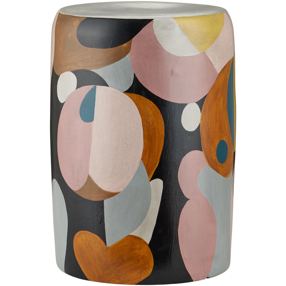 Currey & Company 3000-0285 So Nouveau 12 inch Blue and Pink and Black and Rust and Yellow Accent Table