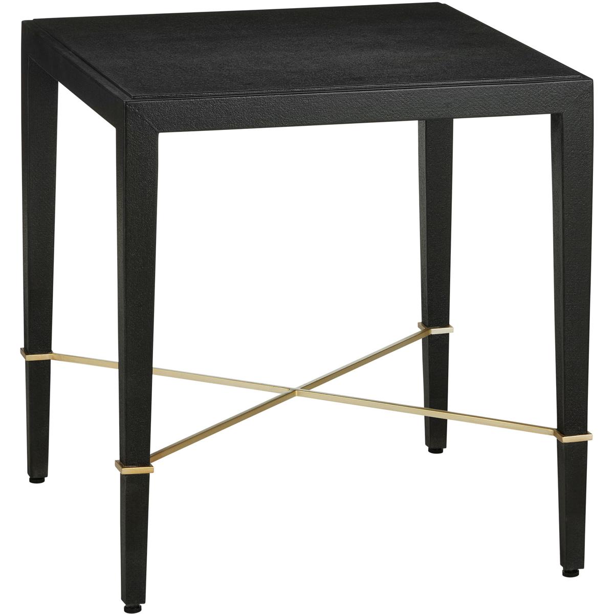 Currey & Company 3000-0296 Verona 24 X 22 inch Black Lacquered Linen and Champagne End Table