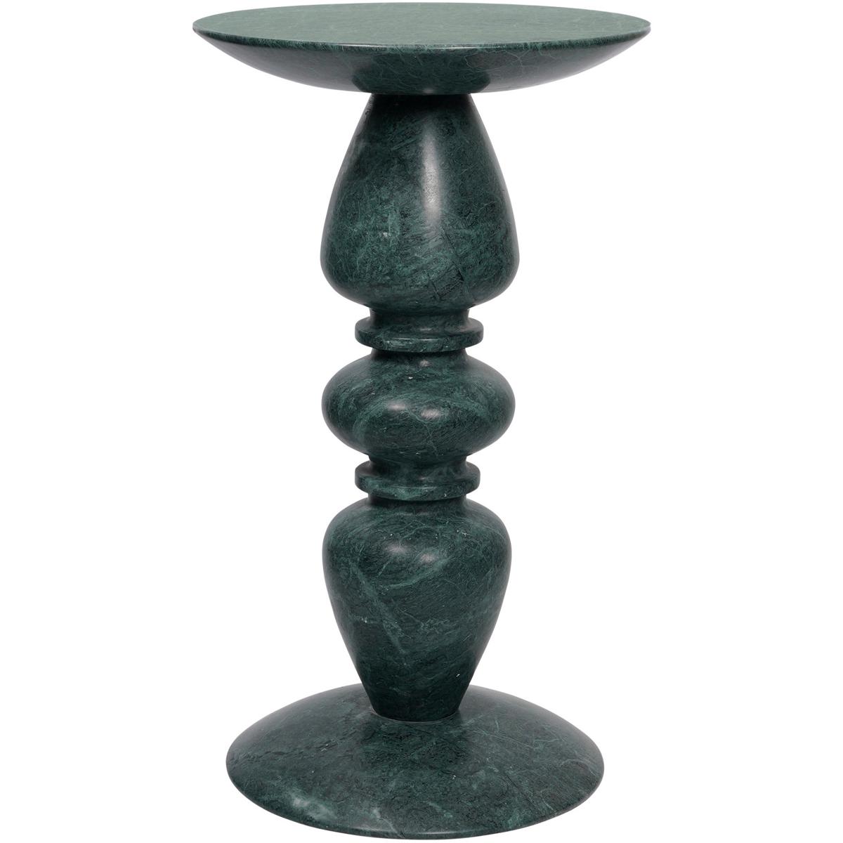 Stanley Updated Traditional Dark Green Marble Round Pedestal Accent Table