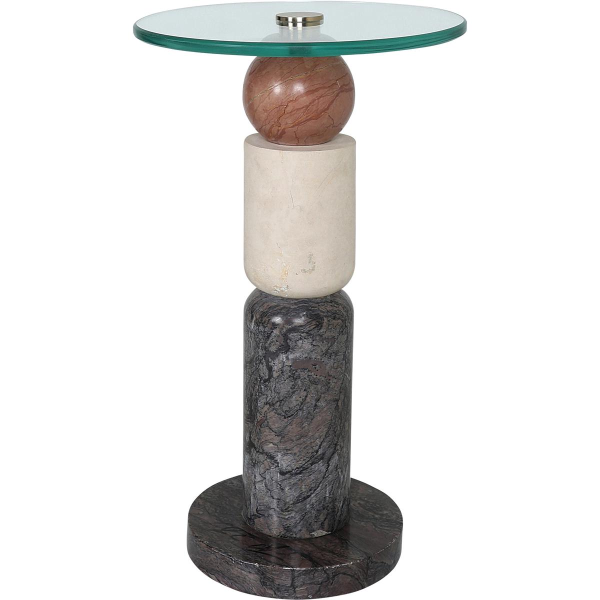Currey & Company 3000-0309 Moreno 12 inch Natural and Brass and Clear Drinks Table