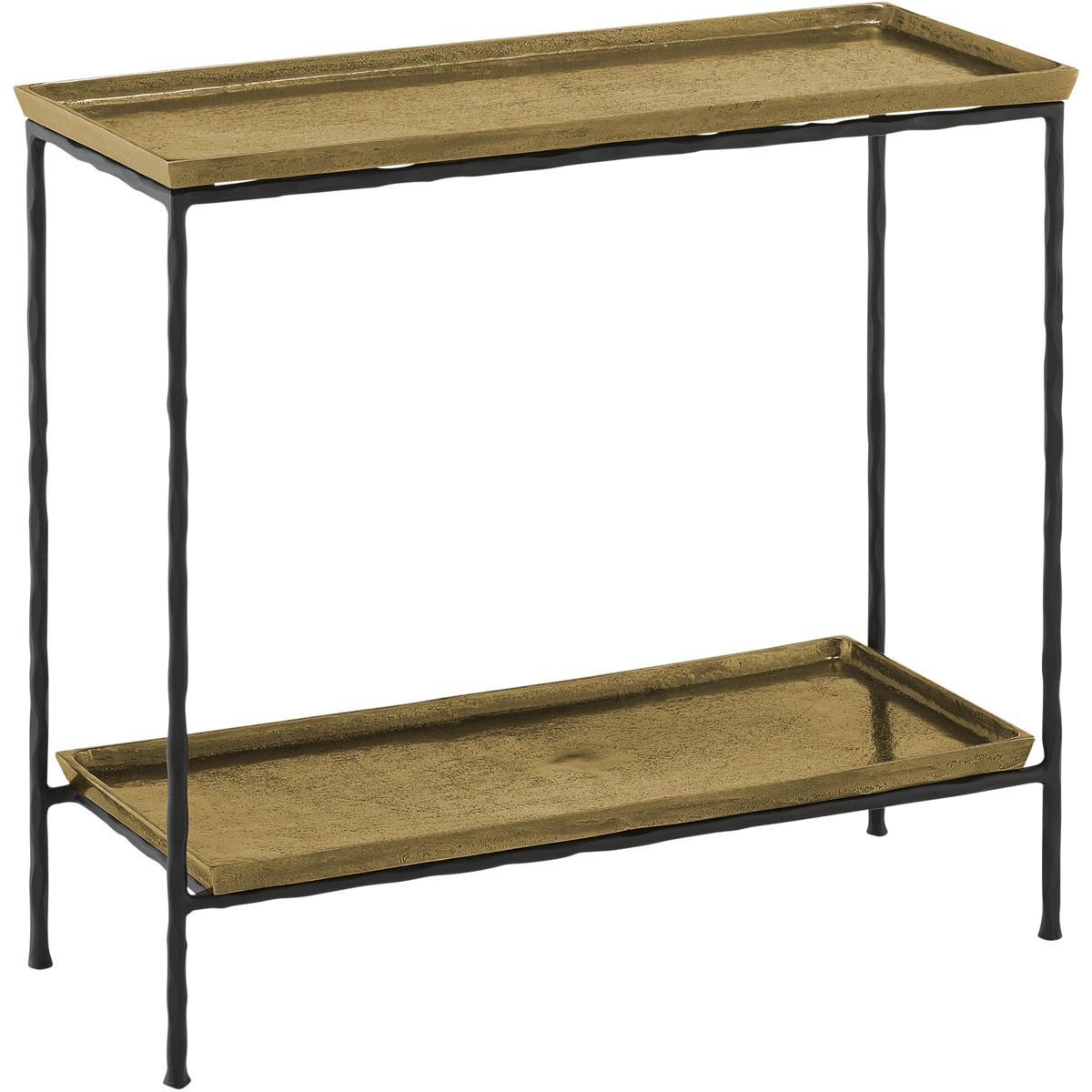 Currey & Company 4000-0060 Boyles 24 X 22 inch Antique Brass and Black Side Table
