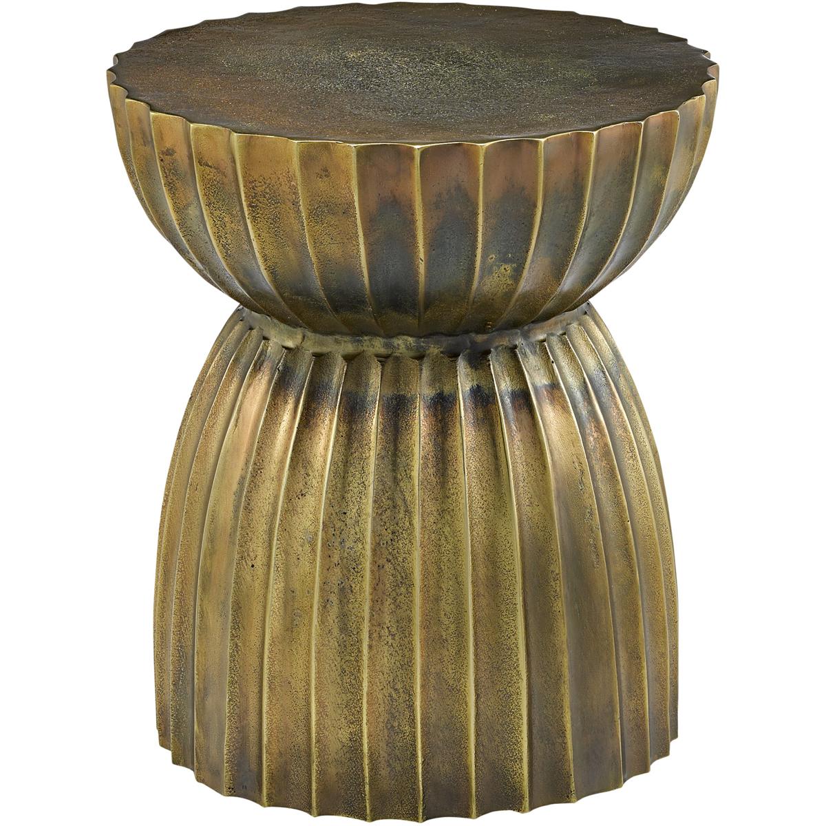 Currey & Company 4000-0075 Rasi 18.5 inch Antique Brass Table/Stool