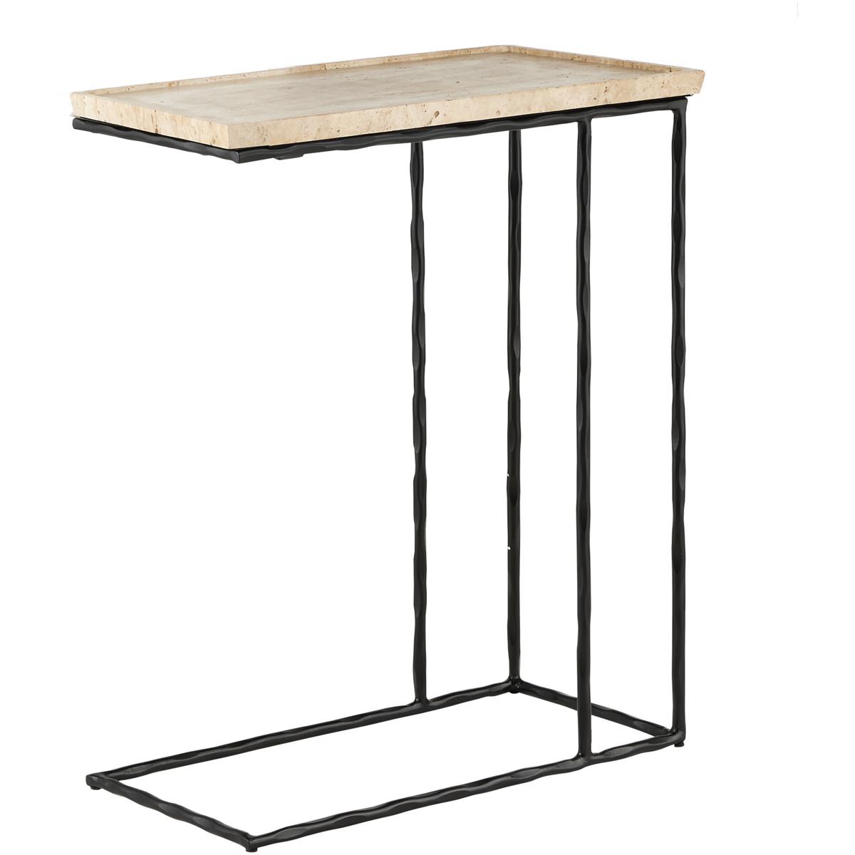Currey & Company 4000-0139 Boyles 24 X 20 inch Natural and Black C Table, Aviva Stanoff Collection