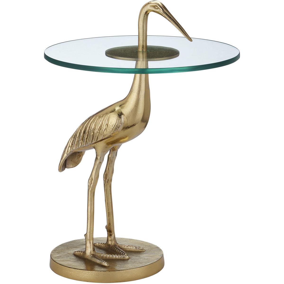 Currey & Company 4000-0194 Crane 16 inch Gold and Clear Accent Table